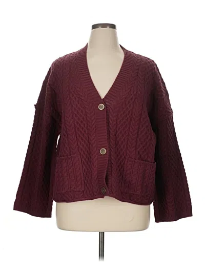 Pre-owned Pink Lily Cardigan Sweater In Burgundy