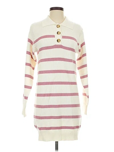 Pre-owned Pink Lily Casual Dress In White