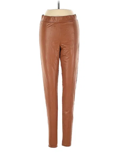 Pre-owned Pink Lily Faux Leather Pants In Brown
