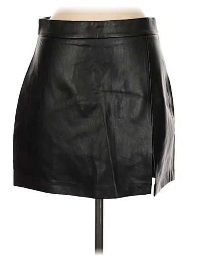 Pre-owned Pink Lily Faux Leather Skirt In Black