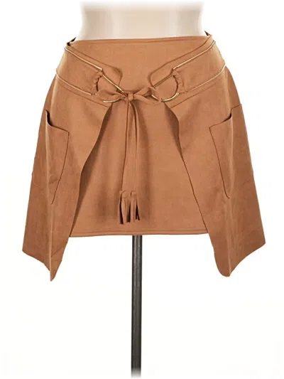 Pre-owned Pink Lily Faux Leather Skirt In Brown