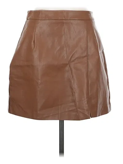 Pre-owned Pink Lily Faux Leather Skirt In Brown