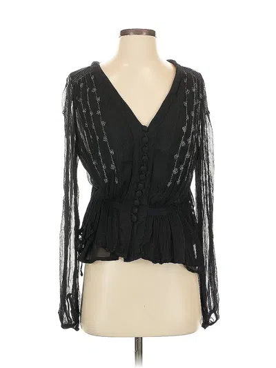 Pre-owned Pink Lily Long Sleeve Blouse In Black