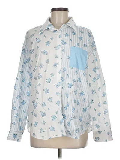 Pre-owned Pink Lily Long Sleeve Blouse In Blue