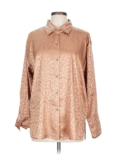 Pre-owned Pink Lily Long Sleeve Blouse In Brown