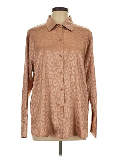 Pre-owned Pink Lily Long Sleeve Blouse In Brown