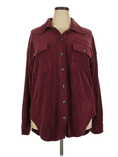 Pre-owned Pink Lily Long Sleeve Blouse In Burgundy