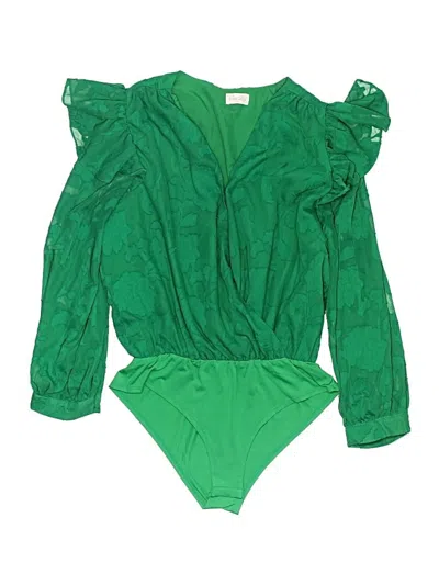 Pre-owned Pink Lily Long Sleeve Blouse In Green