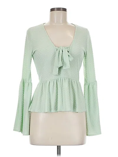 Pre-owned Pink Lily Long Sleeve Blouse In Green