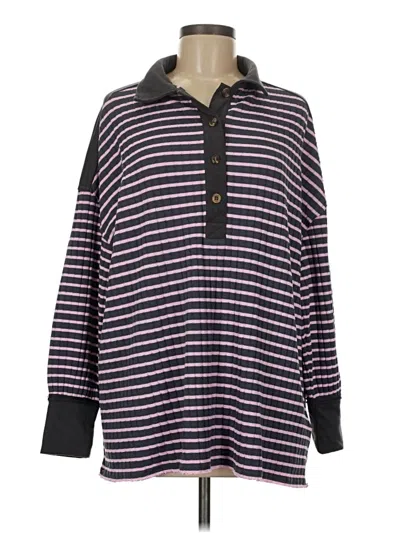 Pre-owned Pink Lily Long Sleeve Blouse In Purple