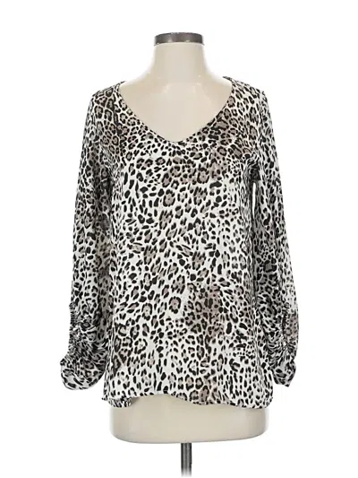 Pre-owned Pink Lily Long Sleeve Blouse In Silver