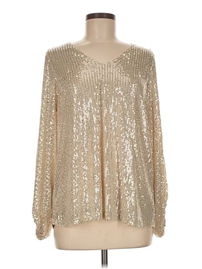 Pre-owned Pink Lily Long Sleeve Blouse In Silver