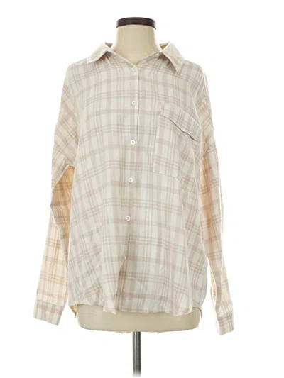 Pre-owned Pink Lily Long Sleeve Blouse In Tan