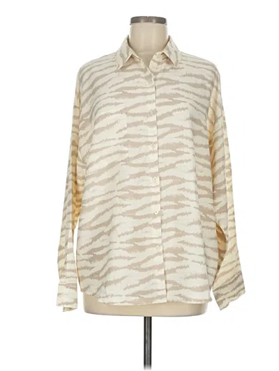 Pre-owned Pink Lily Long Sleeve Blouse In White