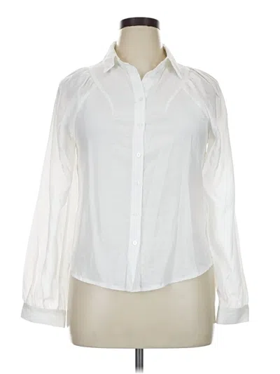 Pre-owned Pink Lily Long Sleeve Blouse In White