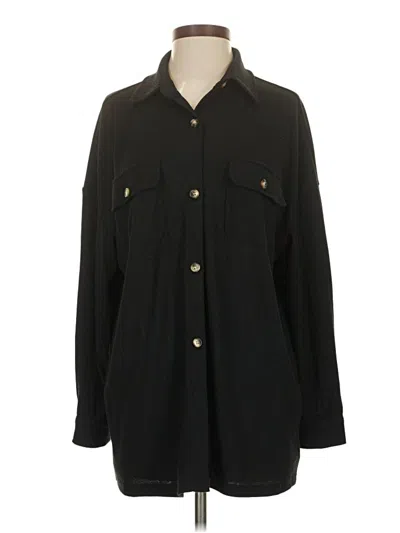 Pre-owned Pink Lily Long Sleeve Button Down Shirt In Black