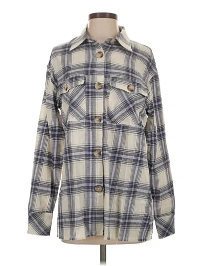Pre-owned Pink Lily Long Sleeve Button Down Shirt In Gray