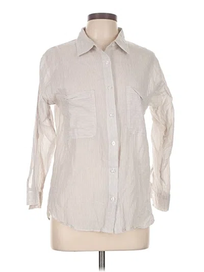 Pre-owned Pink Lily Long Sleeve Button Down Shirt In Ivory