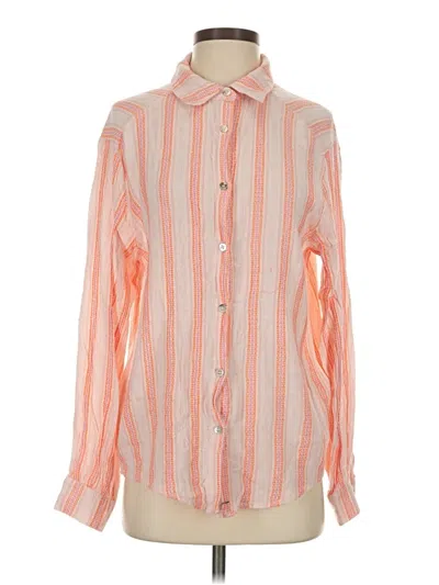 Pre-owned Pink Lily Long Sleeve Button Down Shirt In Orange