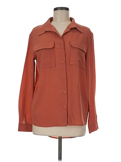 Pre-owned Pink Lily Long Sleeve Polo Shirt In Orange