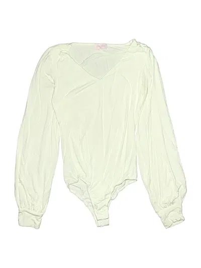 Pre-owned Pink Lily Long Sleeve Top Ivory Plunge Neckline Tops