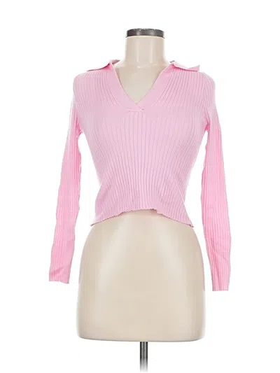 Pre-owned Pink Lily Long Sleeve Top Pink Open Neckline Tops