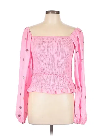 Pre-owned Pink Lily Long Sleeve Top Pink Sweetheart Neckline Tops