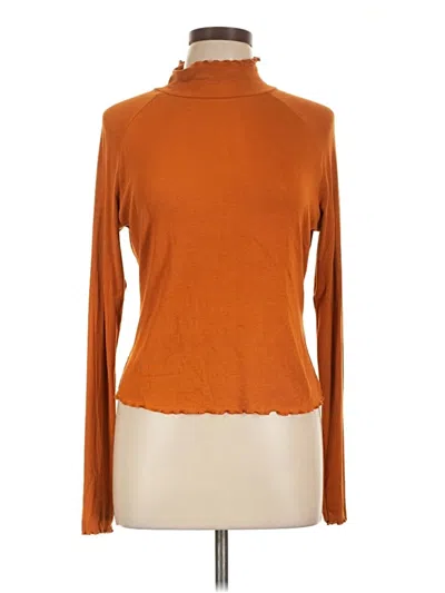 Pre-owned Pink Lily Long Sleeve Turtleneck In Orange