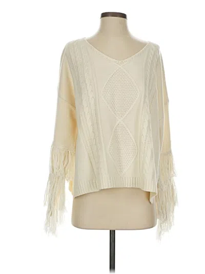 Pre-owned Pink Lily Poncho In White