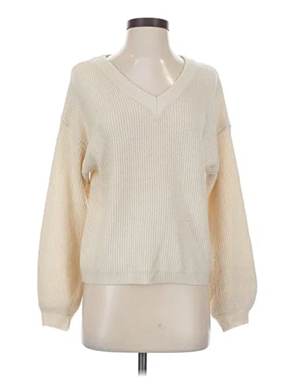 Pre-owned Pink Lily Pullover Sweater In White