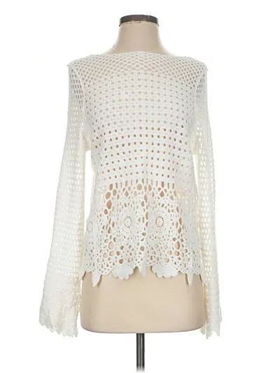 Pre-owned Pink Lily Pullover Sweater In White