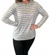 Pink Lily Shea Striped Top In Gray In Gray