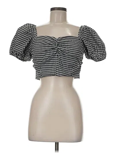 Pre-owned Pink Lily Short Sleeve Blouse In Black