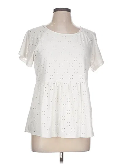 Pre-owned Pink Lily Short Sleeve Blouse In Ivory