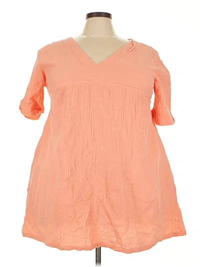 Pre-owned Pink Lily Short Sleeve Blouse In Orange