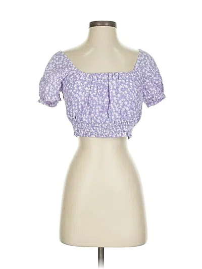 Pre-owned Pink Lily Short Sleeve Blouse In Purple