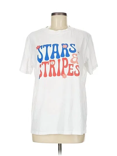 Pre-owned Pink Lily Short Sleeve T-shirt In White