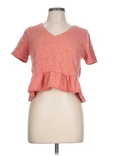 Pre-owned Pink Lily Short Sleeve Top Orange Sweetheart Neckline Tops