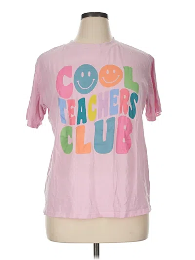 Pre-owned Pink Lily Short Sleeve Top Pink Crew Neck Tops