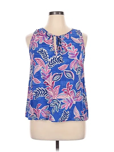 Pre-owned Pink Lily Sleeveless Blouse In Blue