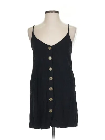 Pre-owned Pink Lily Sleeveless Button Down Shirt In Black