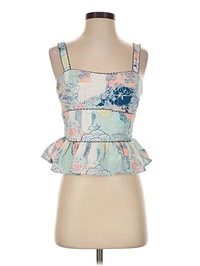 Pre-owned Pink Lily Sleeveless Top Blue Sweetheart Neckline Tops