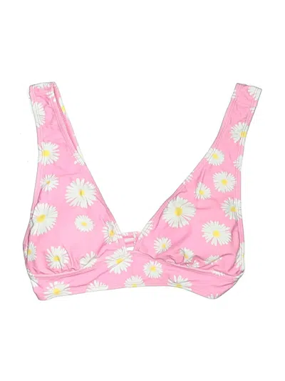 Pre-owned Pink Lily Swimsuit Top Pink Floral Pattern Swimwear
