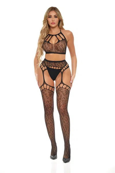 Pink Lipstick Rant With It 2 Pc Bra Set - One Size - Black