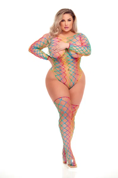 Pink Lipstick Taste The Rainbow Teddy And Thigh Hi Set - Rainbow In Multi