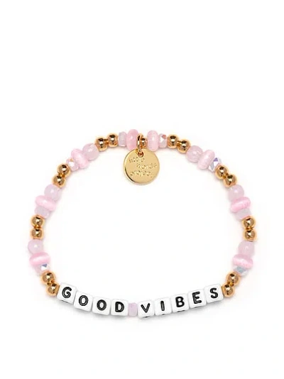 Pink Little Words Project Good Vibes Bracelet In Multi