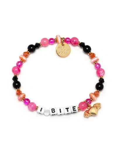 Pink Little Words Project I Bite Bracelet In Black