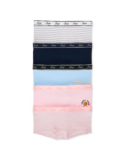Pink Logo Boyshort Pack Panty In Multi