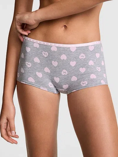 Pink Logo Boyshort Panty In Gray