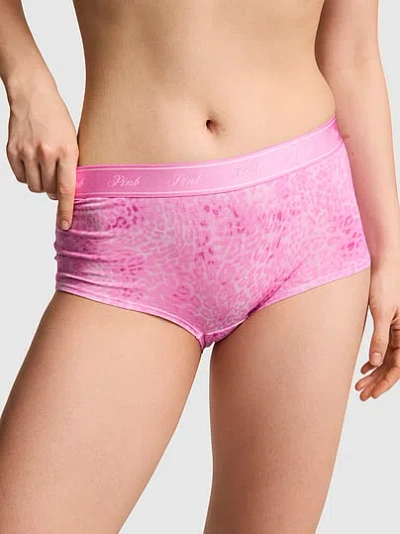 Pink Logo Cotton Boyshort Panty In